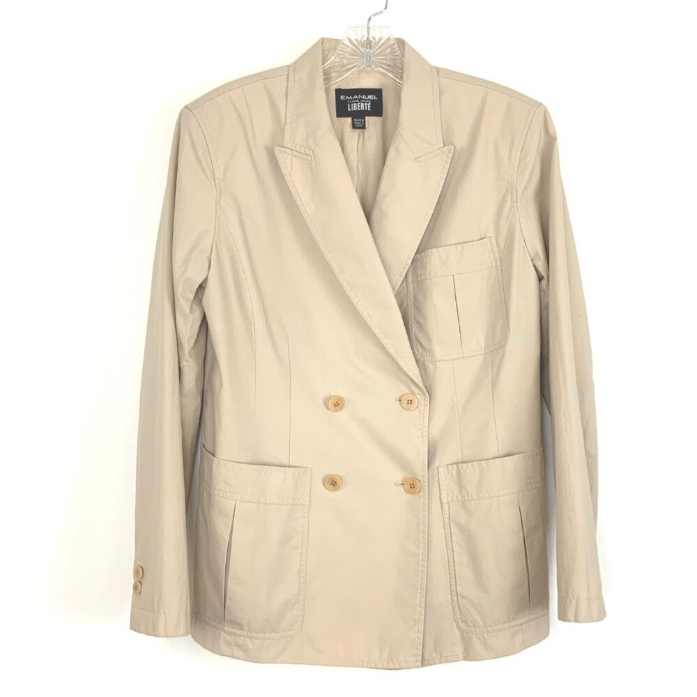 Vintage Emanuel Ungaro Liberte Safari Cotton Double Breasted Blazer Jacket Sz 10